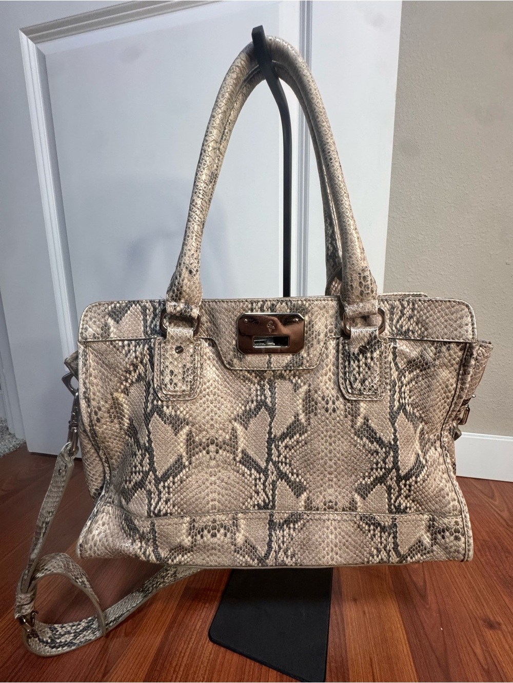Cole Haan Neutral Python-Print Tote Handbag - Women